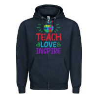 Navy teach love inspire Zipper Hoodie - CowhideDigitalArt