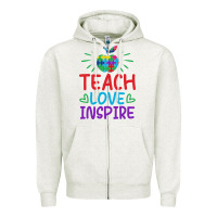 Oatmeal Heather teach love inspire Zipper Hoodie - CowhideDigitalArt