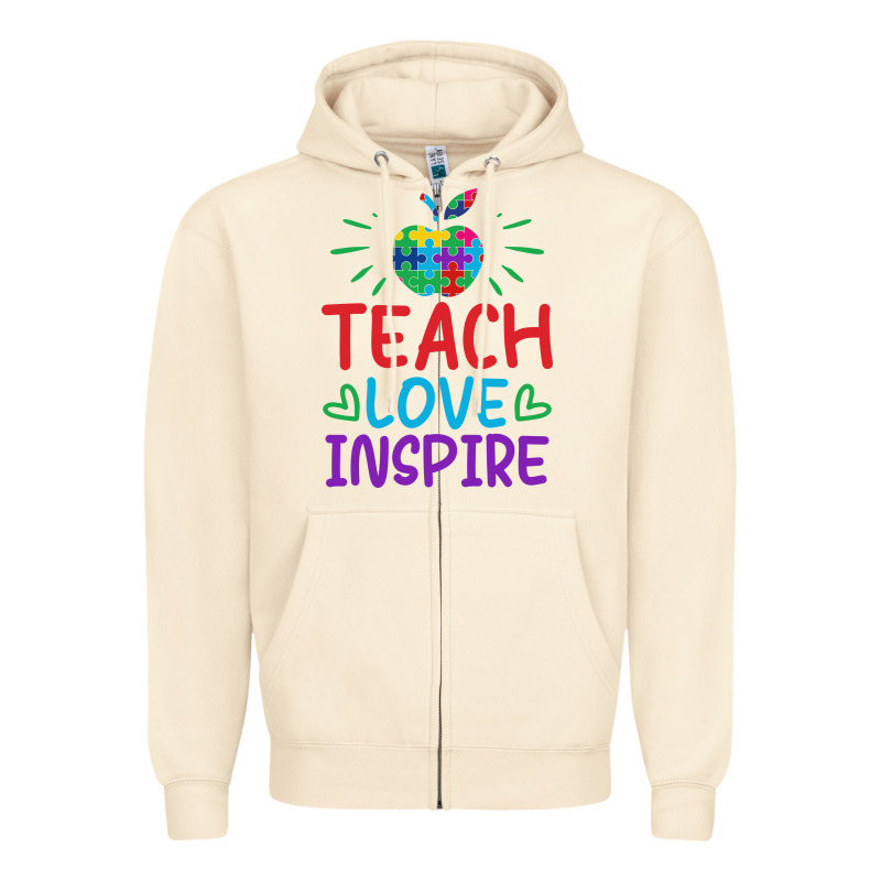Teach Love Inspire Zipper Hoodie by CowhideDigitalArt | Teevron