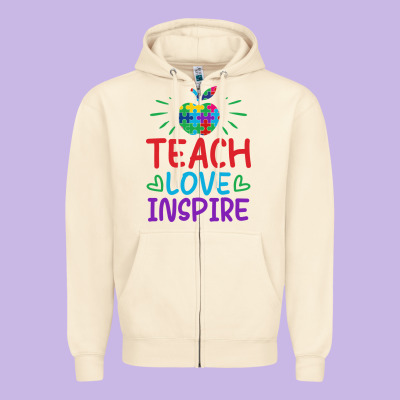 Teach Love Inspire Zipper Hoodie Designed By Cowhidedigitalart