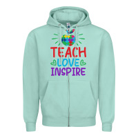 Seafoam teach love inspire Zipper Hoodie - CowhideDigitalArt