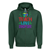 Sports Green teach love inspire Zipper Hoodie - CowhideDigitalArt