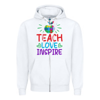 White teach love inspire Zipper Hoodie - CowhideDigitalArt