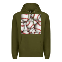Army Green baseball seamless pattern Premium Hoodie - BundleAndBundleShop