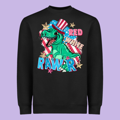 Red White Rawr Heavyweight Sweatshirt Designed By Fadigitalartstudio