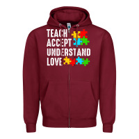 Burgundy Teach Accept Understand Love Zipper Hoodie - CowhideDigitalArt
