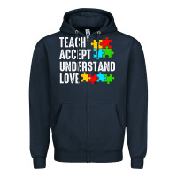 Navy Teach Accept Understand Love Zipper Hoodie - CowhideDigitalArt