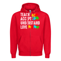 Red Teach Accept Understand Love Zipper Hoodie - CowhideDigitalArt