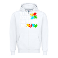 White Teach Accept Understand Love Zipper Hoodie - CowhideDigitalArt