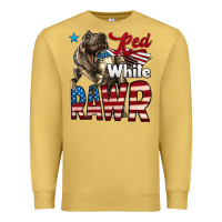 Antique Gold Red White Rawr Dinosaur T-Rex Premium Sweatshirt - LillyAllenDesigns