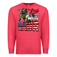 Cardinal Red White Rawr Dinosaur T-Rex Premium Sweatshirt - LillyAllenDesigns