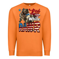 Carrot Red White Rawr Dinosaur T-Rex Premium Sweatshirt - LillyAllenDesigns