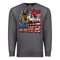 Charcoal Heather Red White Rawr Dinosaur T-Rex Premium Sweatshirt - LillyAllenDesigns