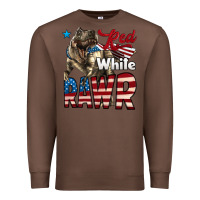 Chestnut Red White Rawr Dinosaur T-Rex Premium Sweatshirt - LillyAllenDesigns