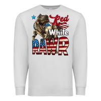 Dove Grey Red White Rawr Dinosaur T-Rex Premium Sweatshirt - LillyAllenDesigns