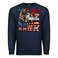 Navy Red White Rawr Dinosaur T-Rex Premium Sweatshirt - LillyAllenDesigns