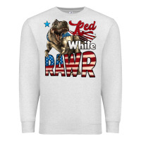 Red White Rawr Dinosaur T-rex Premium Sweatshirt | Teevron