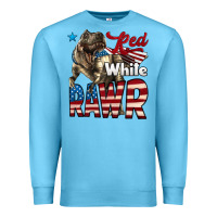 Ocean Blue Red White Rawr Dinosaur T-Rex Premium Sweatshirt - LillyAllenDesigns