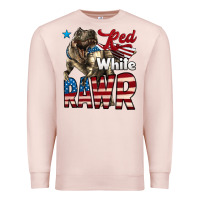 Pale Pink Red White Rawr Dinosaur T-Rex Premium Sweatshirt - LillyAllenDesigns