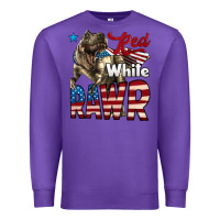 Purple Red White Rawr Dinosaur T-Rex Premium Sweatshirt - LillyAllenDesigns