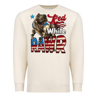 Sandshell Red White Rawr Dinosaur T-Rex Premium Sweatshirt - LillyAllenDesigns