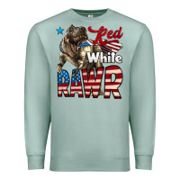 Seafoam Red White Rawr Dinosaur T-Rex Premium Sweatshirt - LillyAllenDesigns