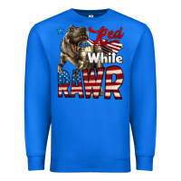True Royal Red White Rawr Dinosaur T-Rex Premium Sweatshirt - LillyAllenDesigns