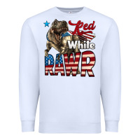 White Red White Rawr Dinosaur T-Rex Premium Sweatshirt - LillyAllenDesigns