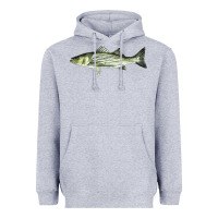 Heather Grey Striped Bass Heavyweight Hoodie - LillyAllenDesigns