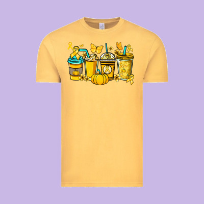 Childhood Cancer Coffee Cups Yellow Ribbon Vintage Tee Designed By Nancycooperartshop
