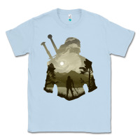 Dusty Blue the witcher geralt hero sword companion minima list illusion art Classic Tee - tuanDangUi
