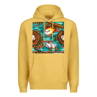 Antique Gold baseball glove and bat with serape seamless pattern Premium Hoodie - BundleAndBundleShop
