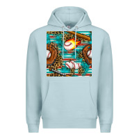 Blue Mist baseball glove and bat with serape seamless pattern Premium Hoodie - BundleAndBundleShop