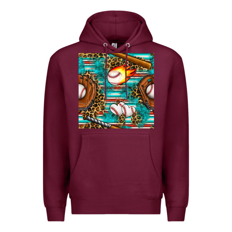 Baseball Glove And Bat With Serape Seamless Pattern Premium Hoodie by BundleAndBundleShop | Teevron