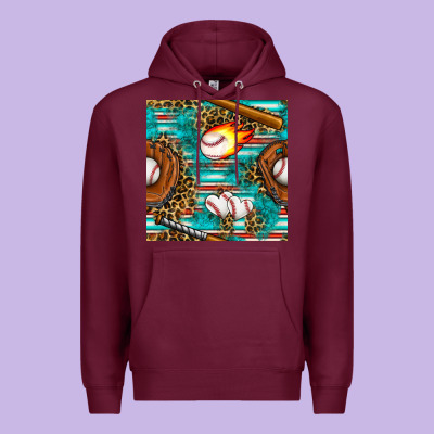 Baseball Glove And Bat With Serape Seamless Pattern Premium Hoodie Designed By Bundleandbundleshop