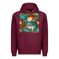 Burgundy baseball glove and bat with serape seamless pattern Premium Hoodie - BundleAndBundleShop