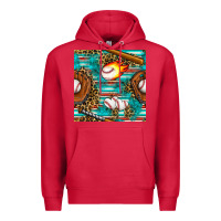 Cardinal baseball glove and bat with serape seamless pattern Premium Hoodie - BundleAndBundleShop