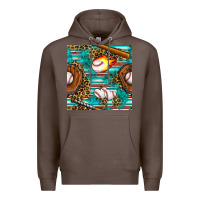 Coffee baseball glove and bat with serape seamless pattern Premium Hoodie - BundleAndBundleShop