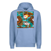 Colony Blue baseball glove and bat with serape seamless pattern Premium Hoodie - BundleAndBundleShop