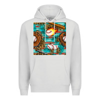 Dove Grey baseball glove and bat with serape seamless pattern Premium Hoodie - BundleAndBundleShop