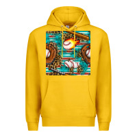 Lemon baseball glove and bat with serape seamless pattern Premium Hoodie - BundleAndBundleShop