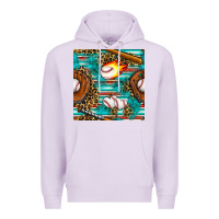 Lilac baseball glove and bat with serape seamless pattern Premium Hoodie - BundleAndBundleShop