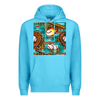 Ocean Blue baseball glove and bat with serape seamless pattern Premium Hoodie - BundleAndBundleShop