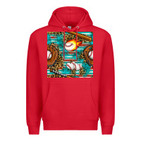 Red baseball glove and bat with serape seamless pattern Premium Hoodie - BundleAndBundleShop