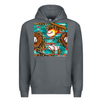 Rock baseball glove and bat with serape seamless pattern Premium Hoodie - BundleAndBundleShop