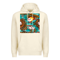 Sandshell baseball glove and bat with serape seamless pattern Premium Hoodie - BundleAndBundleShop