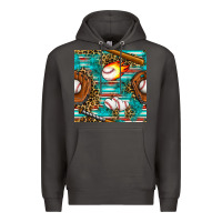 Smoke baseball glove and bat with serape seamless pattern Premium Hoodie - BundleAndBundleShop