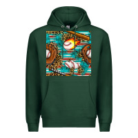 Sports Green baseball glove and bat with serape seamless pattern Premium Hoodie - BundleAndBundleShop