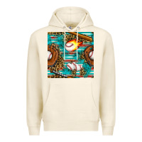 Tofu baseball glove and bat with serape seamless pattern Premium Hoodie - BundleAndBundleShop