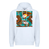 White baseball glove and bat with serape seamless pattern Premium Hoodie - BundleAndBundleShop